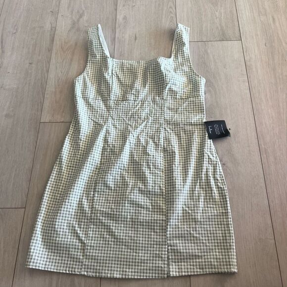 Lulus Green Gingham Mini Dress size XL - Picture 1 of 8